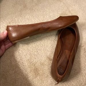 Frye leather flats in Cognac.